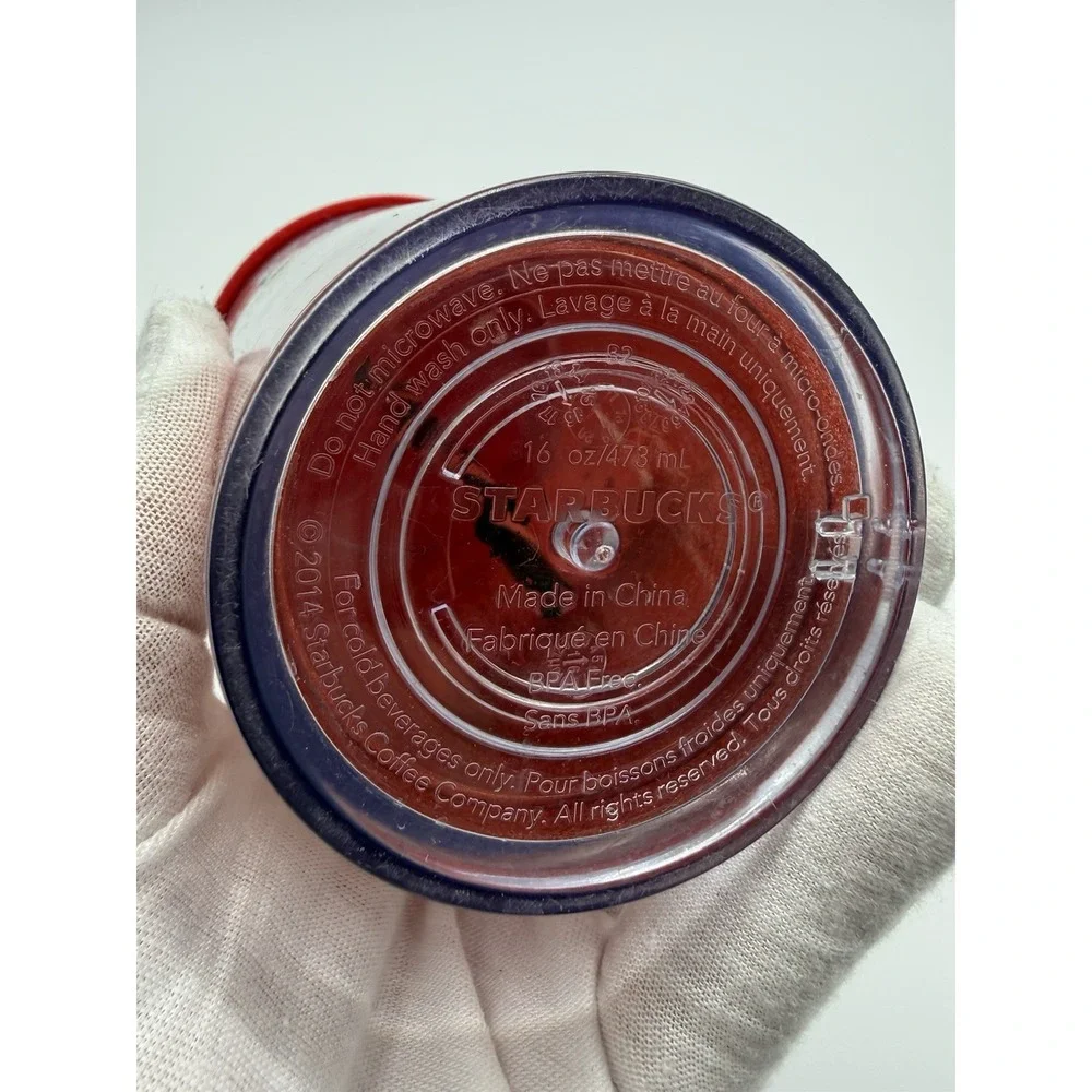 Starbucks Red Glitter Christmas Tumbler BPA free Green Stripe Straw‎ 16 oz
